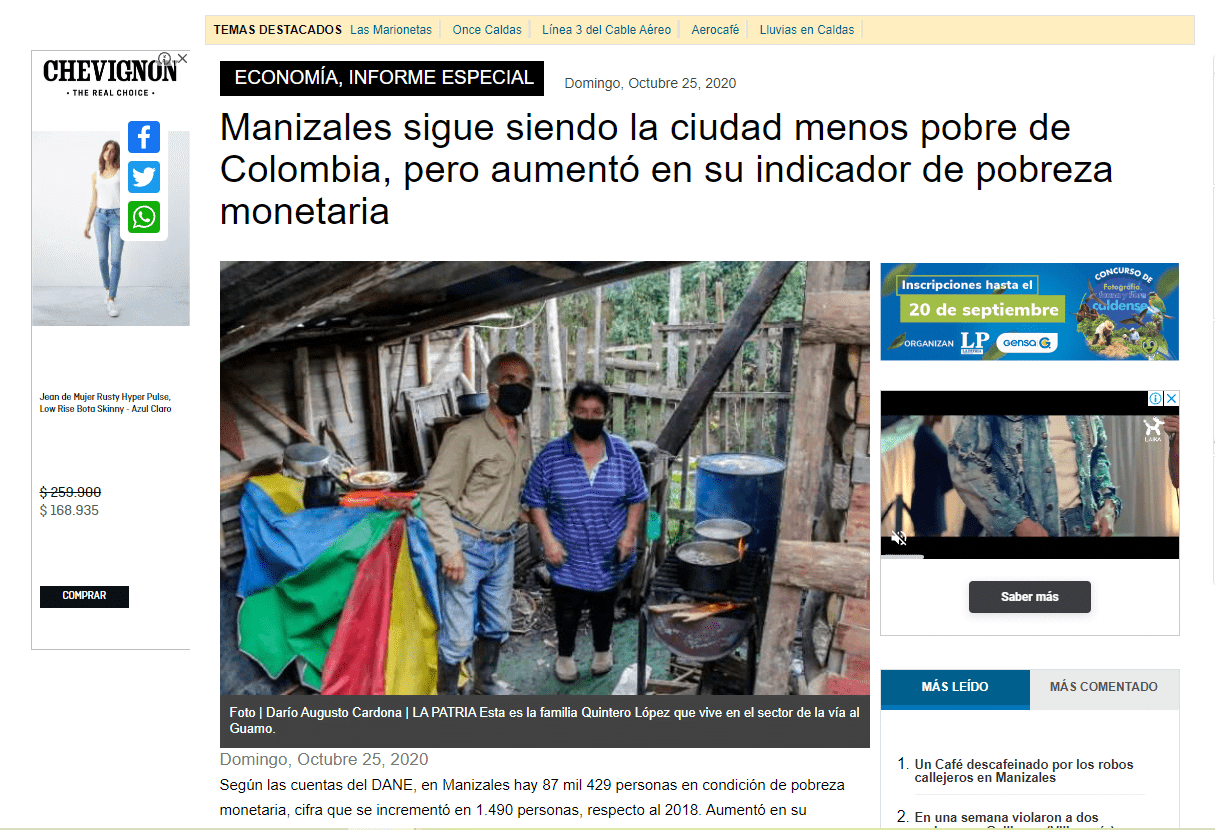 Manizales Sigue Siendo La Ciudad Menos Pobre De Colombia, Pero Aumentó ...